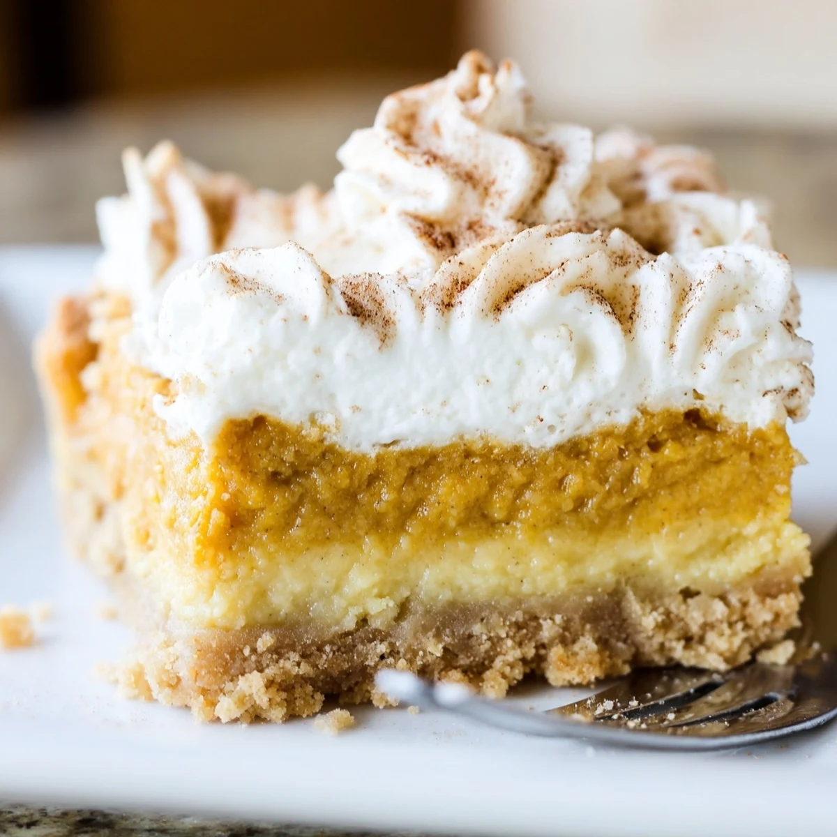 Creamy Pumpkin Pie Bars with rich filling and spiced shortbread crust, topped beautifully.  