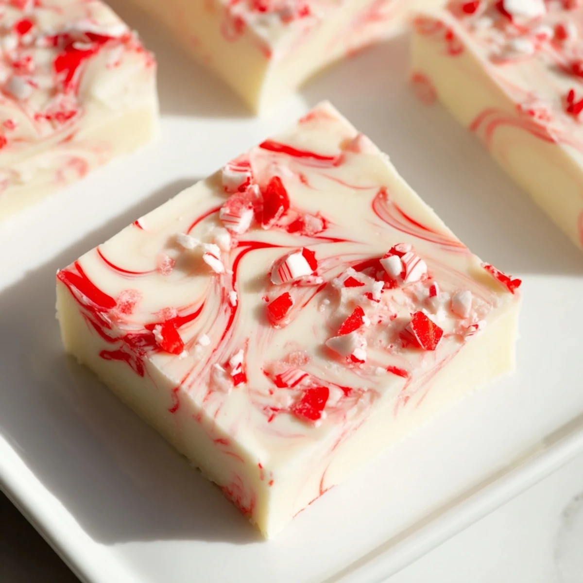 Homemade White Chocolate Peppermint Bark Fudge: a sweet, festive treat loaded with peppermint flavor, perfect for sharing.