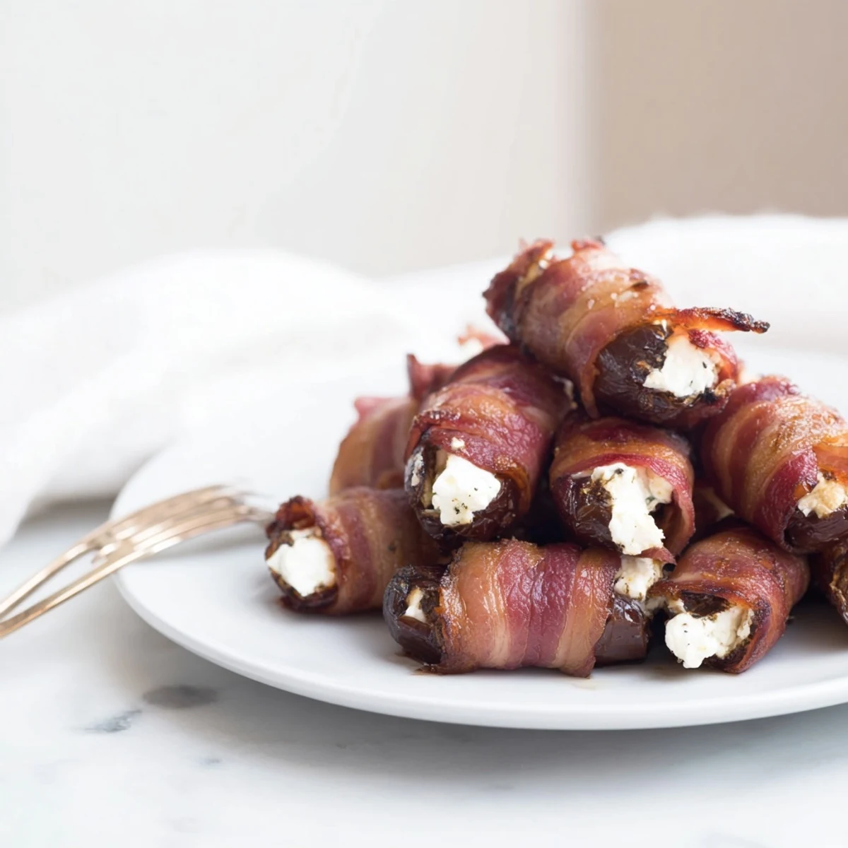 Crispy bacon-wrapped dates stuffed with creamy goat cheese, sizzling hot from the oven.