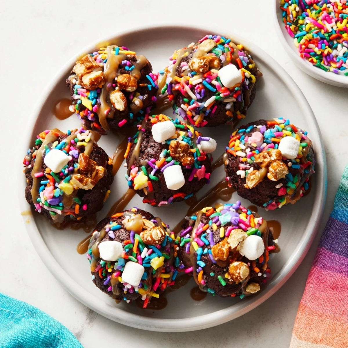 Irresistible photo showcasing homemade Chaos Chocolate Cake Bites boasting a mix of textures and flavors.