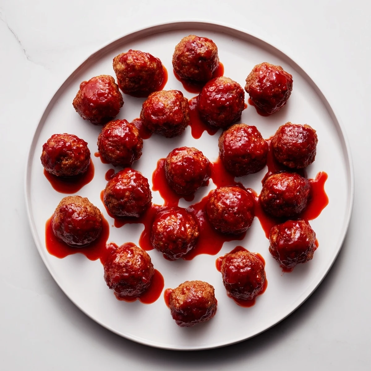 Tender, glistening Cherry-Glazed Meatballs piled high, ready to share at a potluck gathering.
