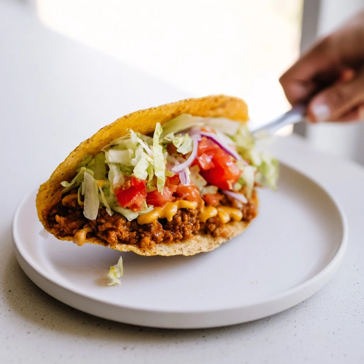 Golden-brown Viral Cheeseburger Tacos sizzling in a pan, ready to be filled with fresh toppings.