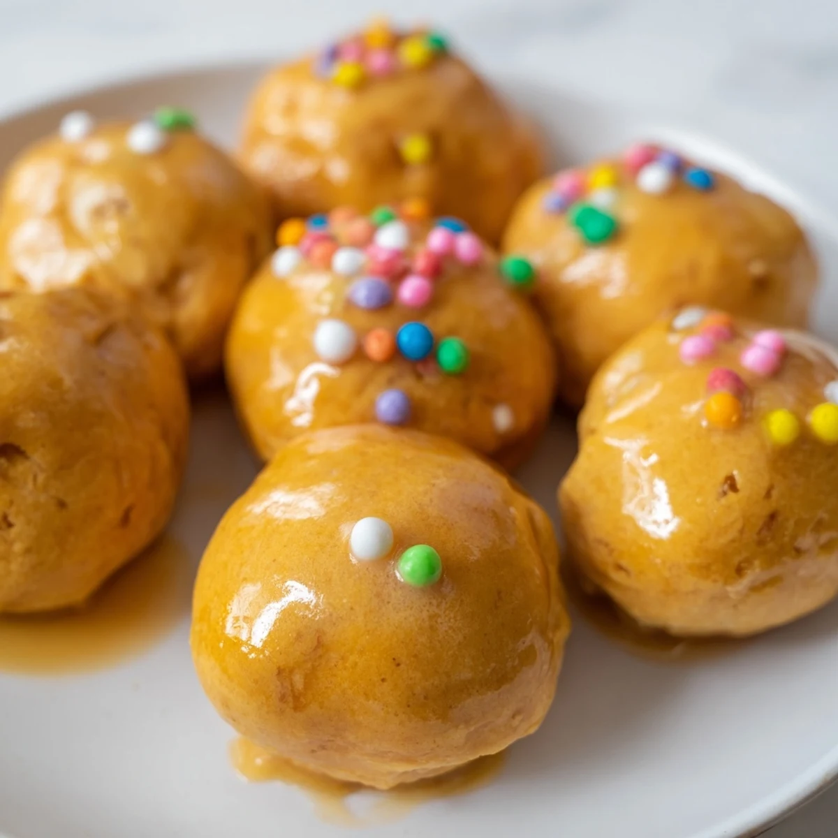 Fluffy Quick Christmas Biscuit Bombs are drizzled with a sweet glaze and festive sprinkles, ready to serve warm.