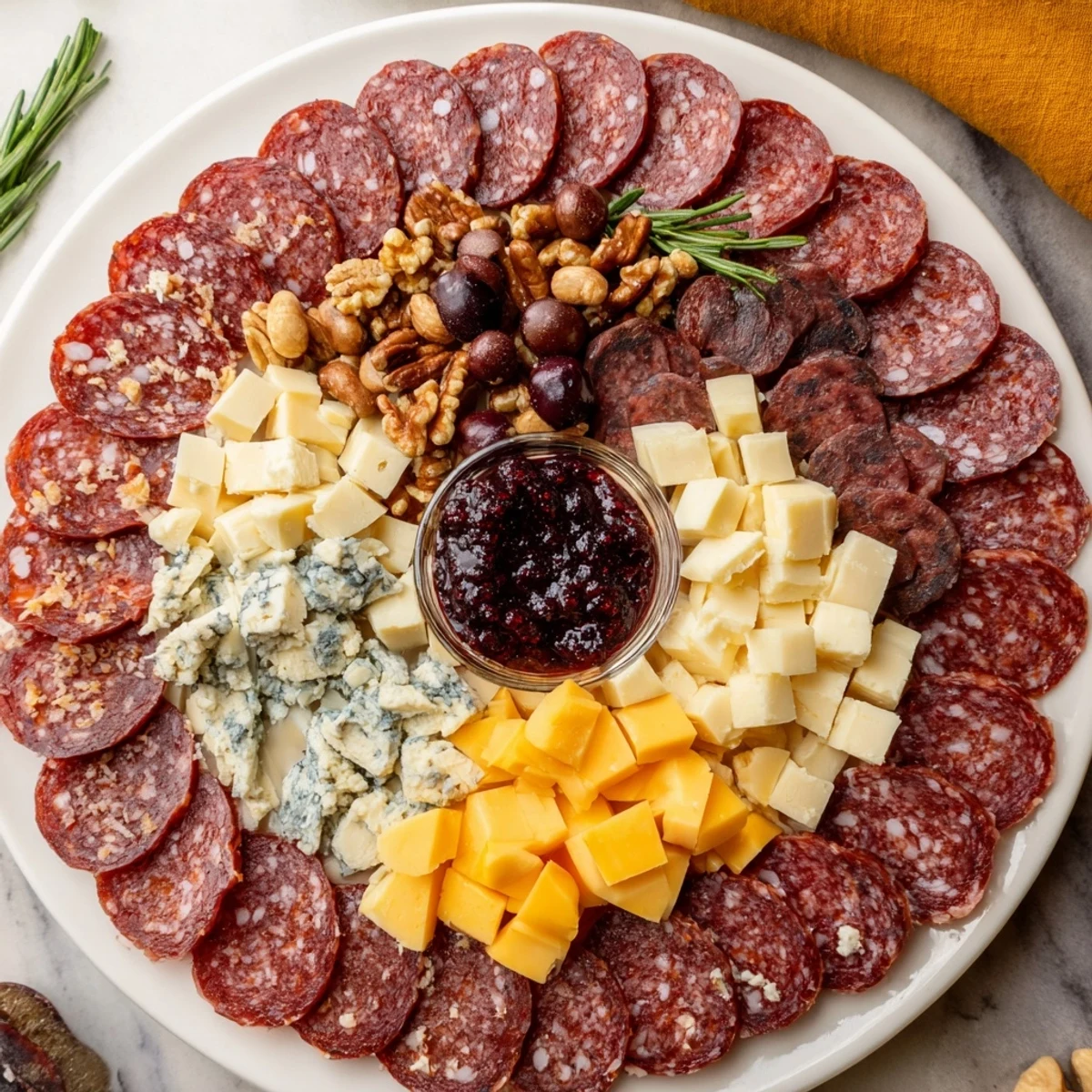A detailed shot of a Deer Antler Charcuterie board: a rustic spread of meats, cheese, and figs ready to serve.