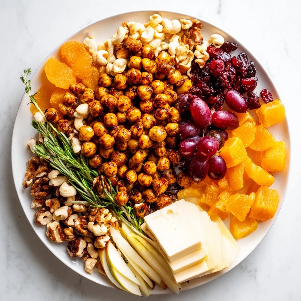 A beautiful Squirrels Acorn Hoard Platter, featuring golden roasted acorns, fresh fruits, and savory cheeses.