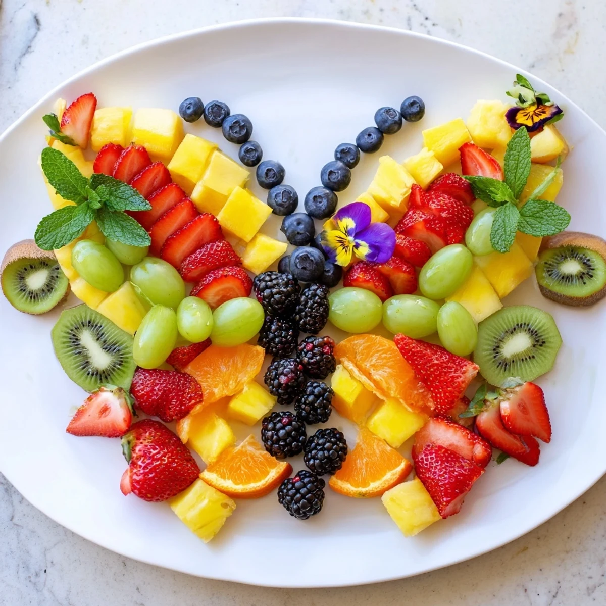 Butterfly Bloom Fruit Board, a colorful and refreshing arrangement of fresh fruit, ready to enjoy.