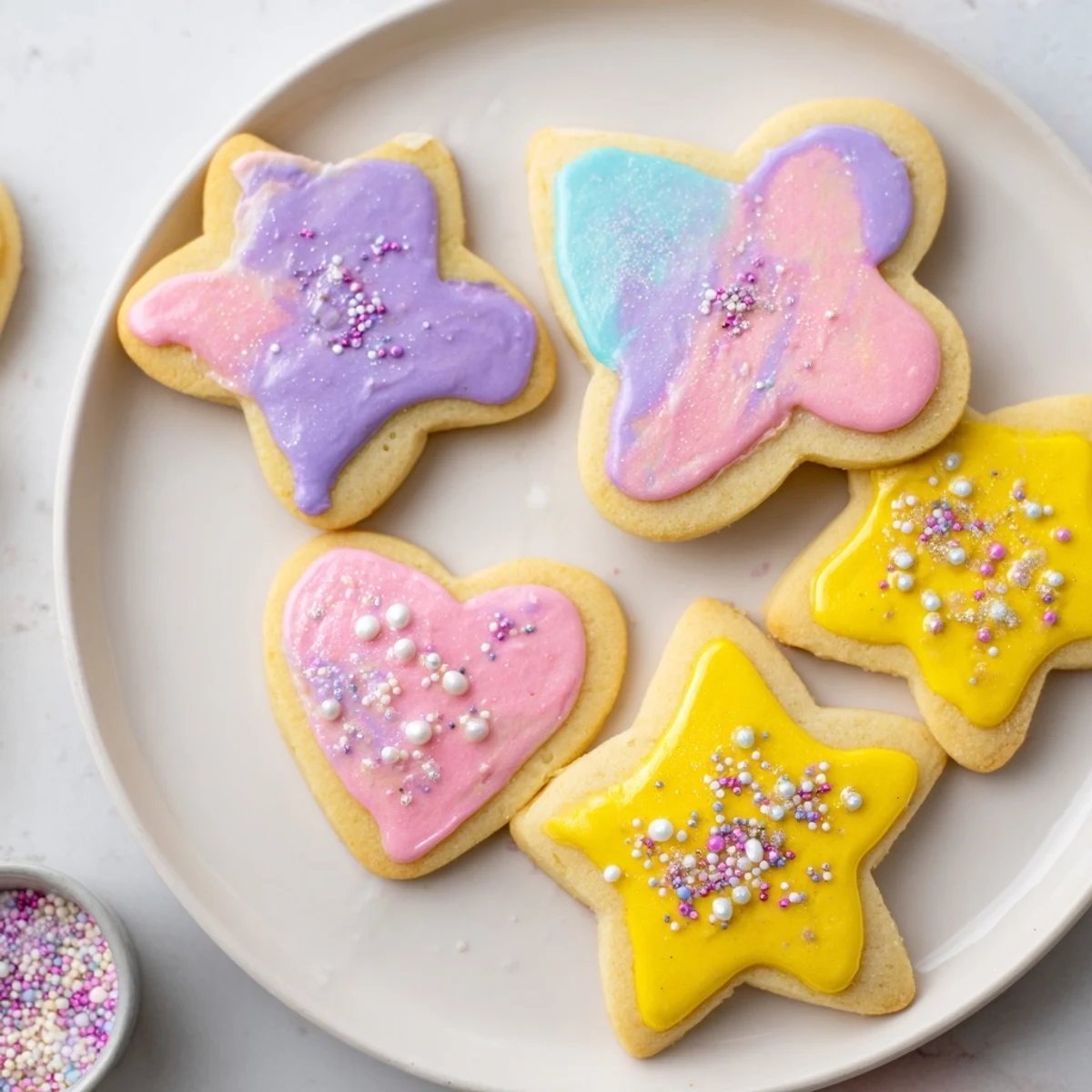 Freshly iced Princess Palace Heart & Star Treats feature whimsical stars and hearts, ready to brighten a tea party.
