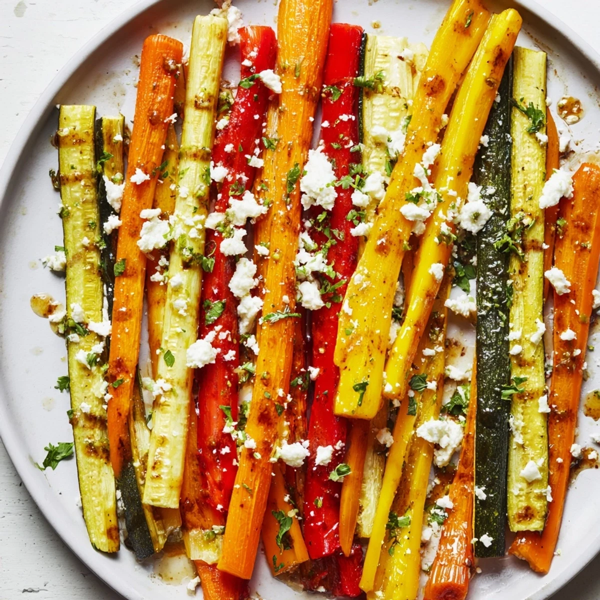 Roasted Christmas Sleigh Veggie Rails, colorful and vibrant, ready to be served as a party appetizer.