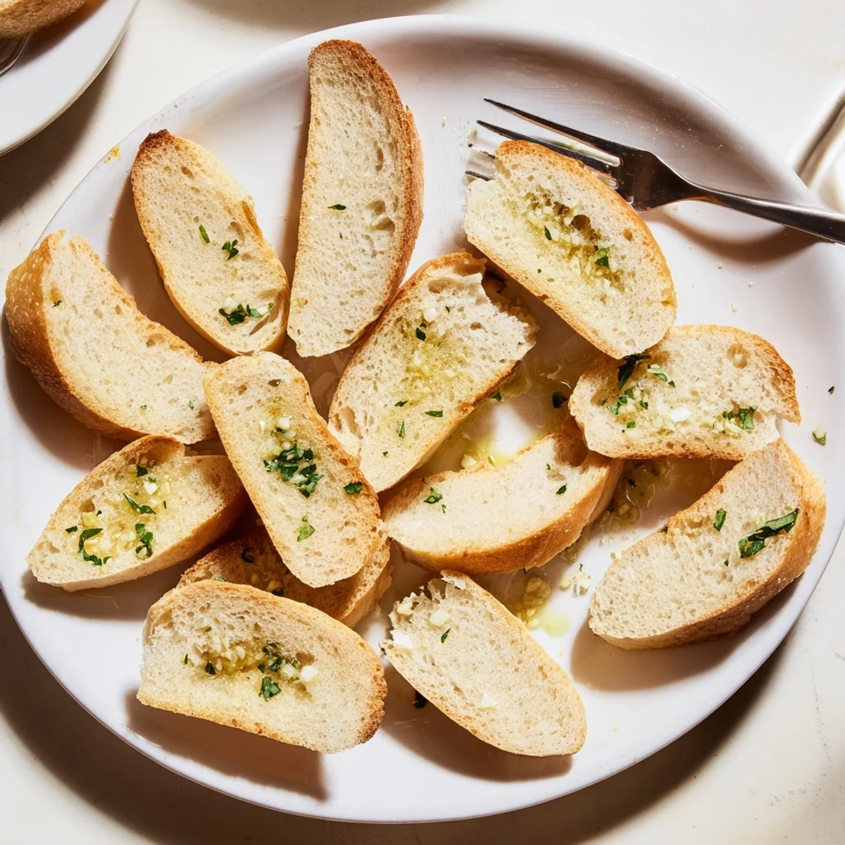 Beautiful, golden baguette slices arranged in a circle, ready for serving with your favorite dips.