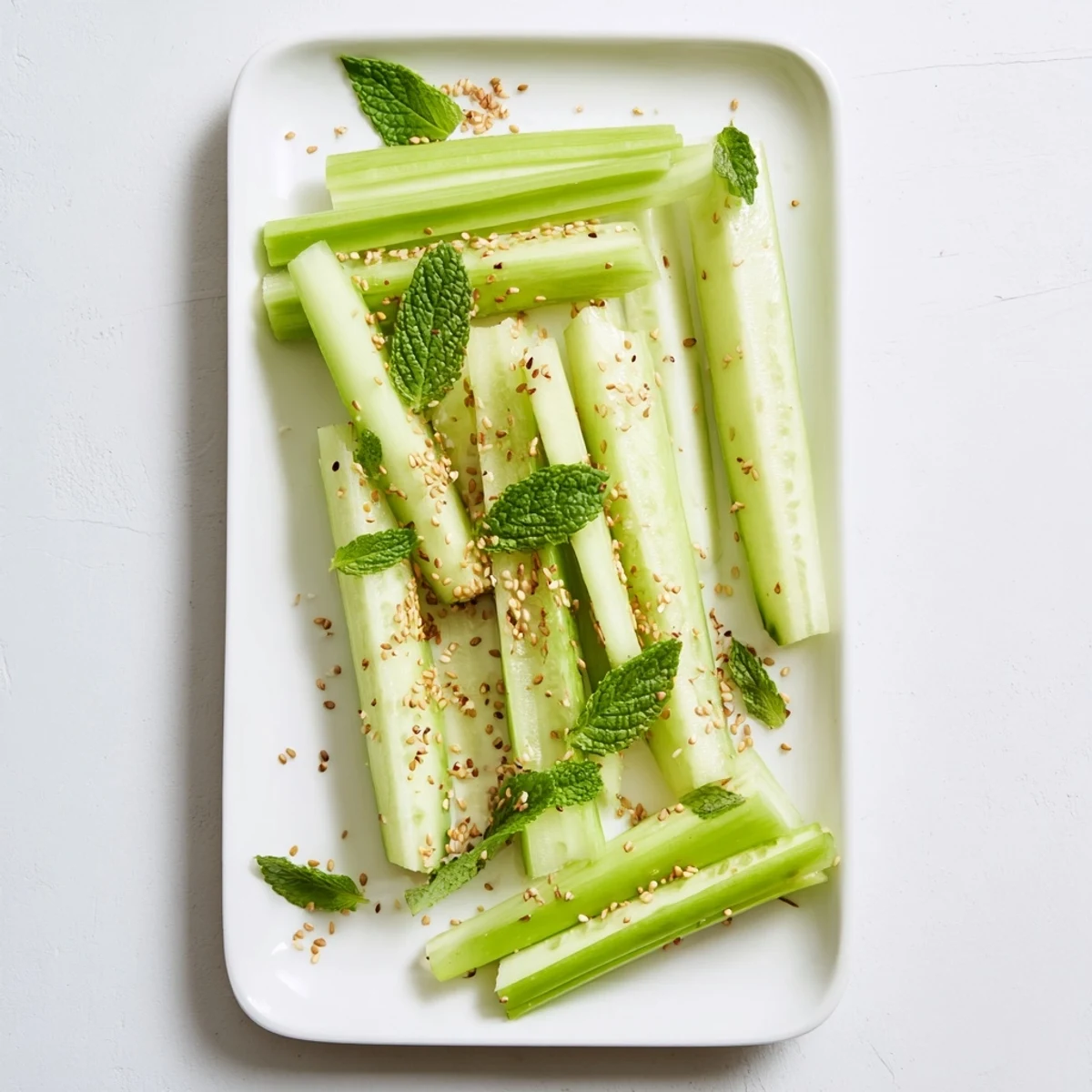 Crisp celery and cucumbers artfully arranged to create the appealing Bamboo Zen appetizer.