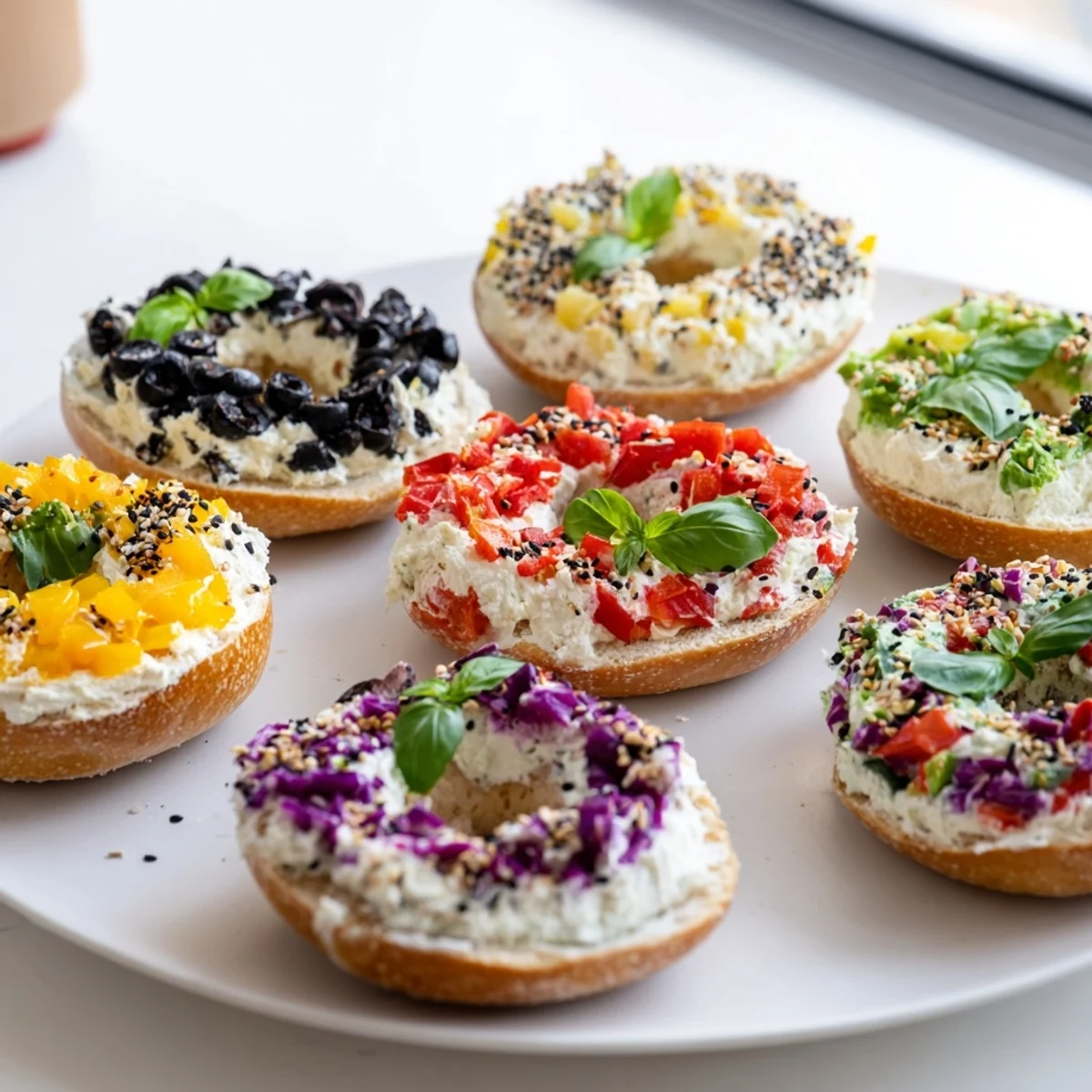 Vibrant Olympic Rings Medal Appetizer with colorful toppings, perfect for party celebrations.