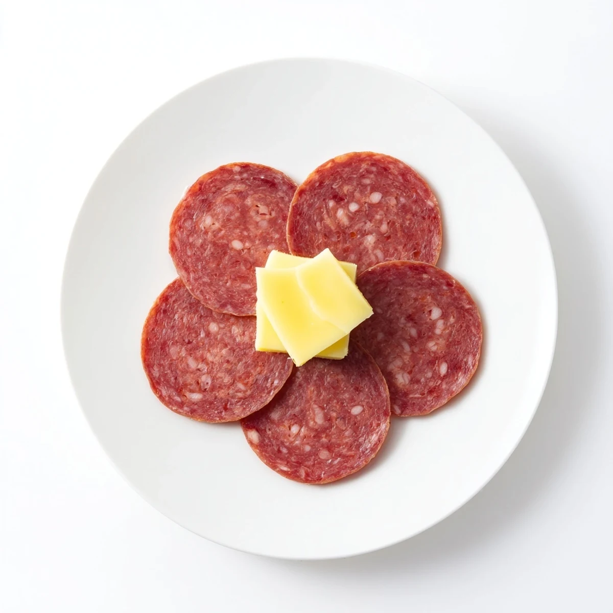 Delicate Tudor Rose appetizer: A simple arrangement of salami and cheese is ready to enjoy.