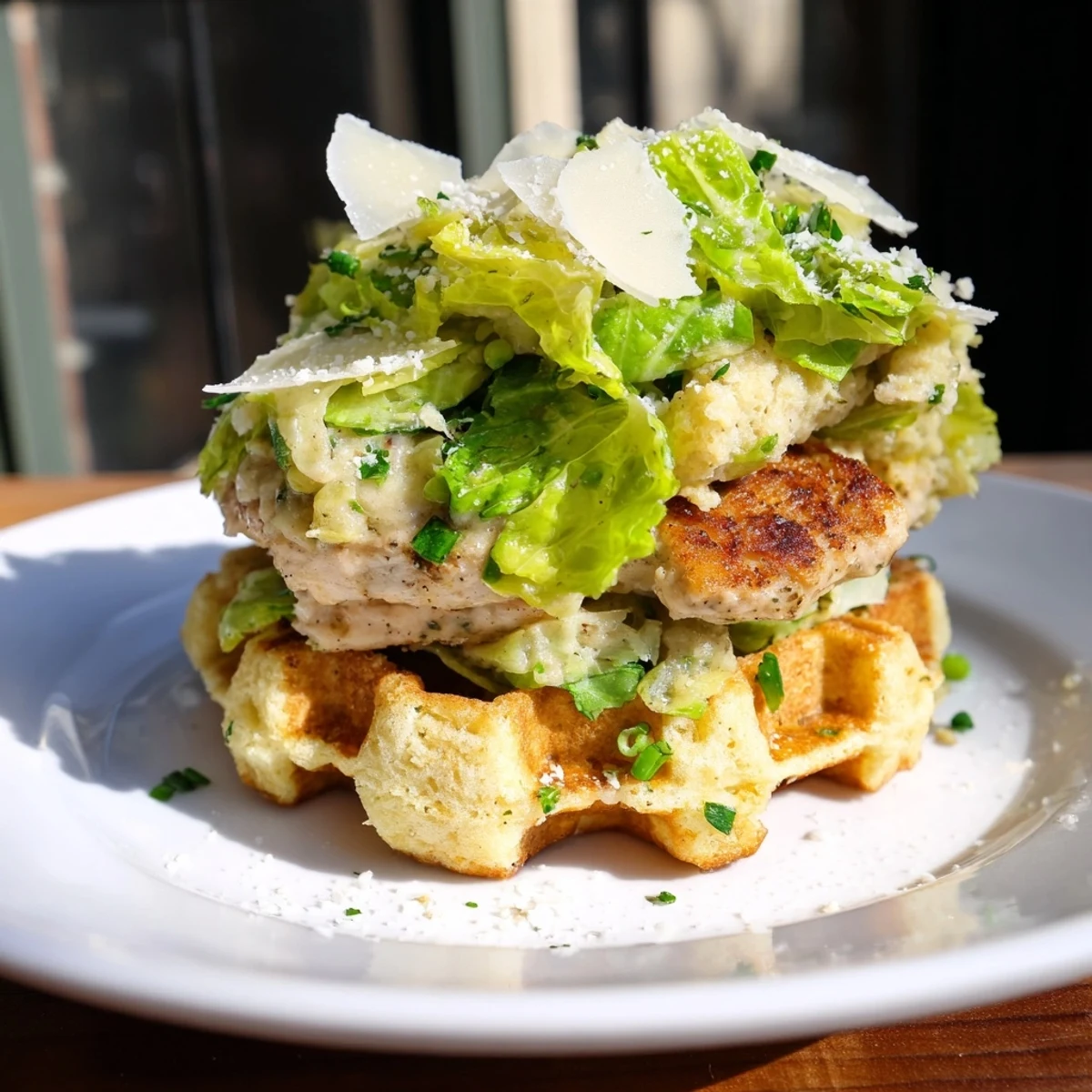 Chicken Caesar Waffle Sandwich