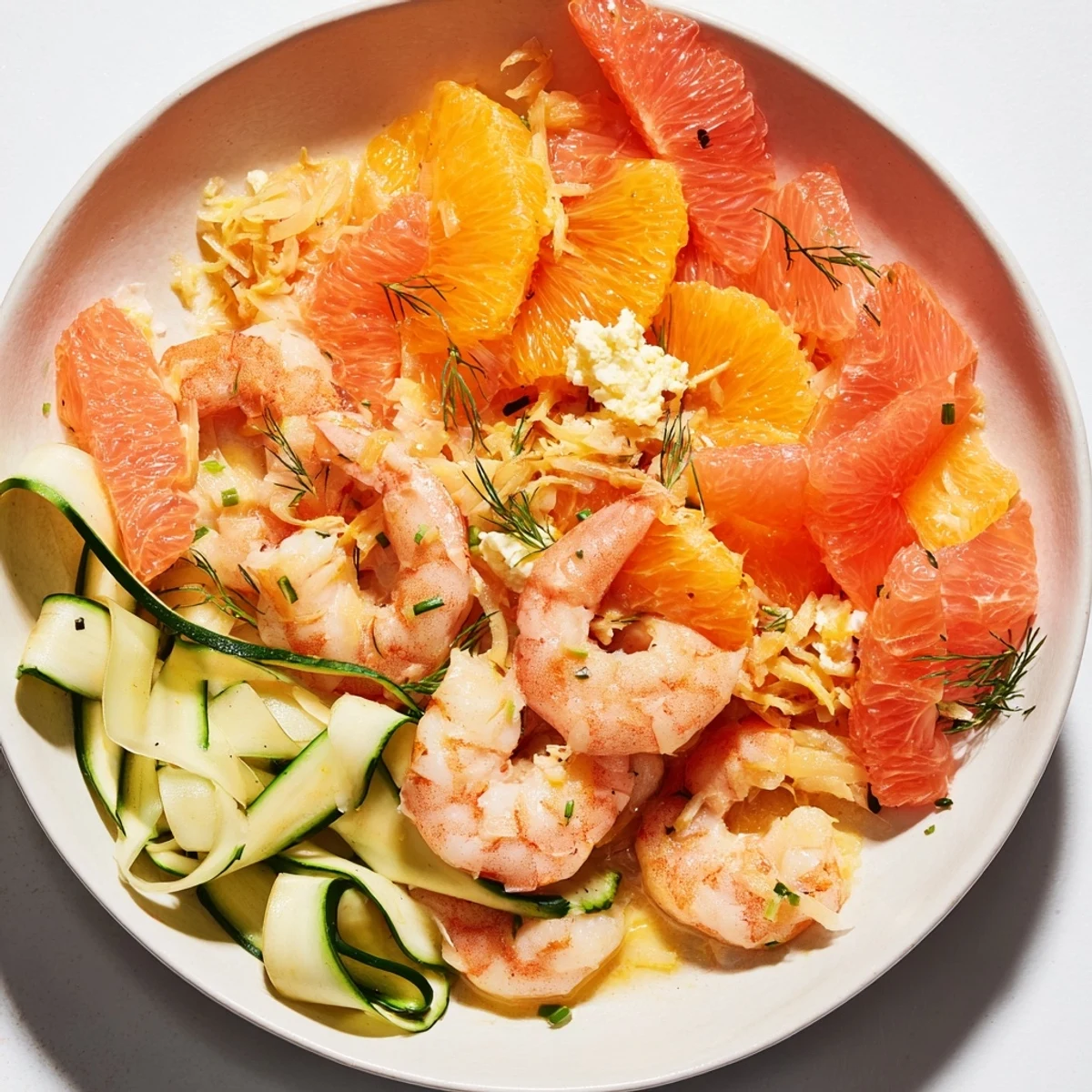 Vibrant image, highlighting The Coral Reef, features pink shrimp with melted Gruyère bubbling on top.