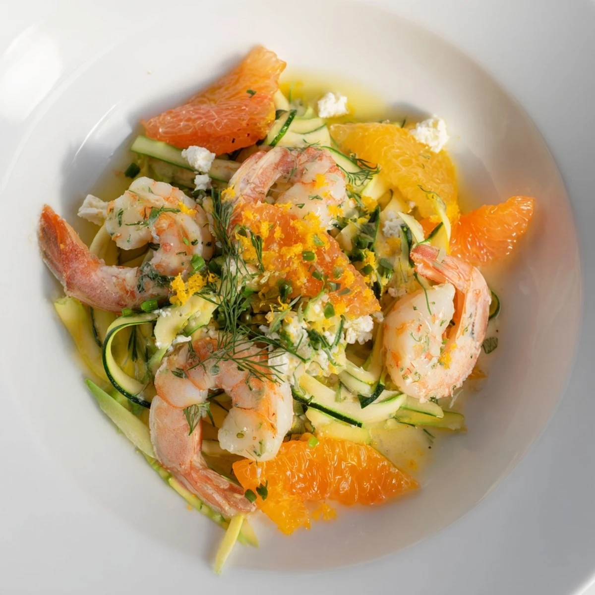 Imagine The Coral Reef: a plate loaded with tender shrimp, bright citrus, and fresh herbs baked golden brown.