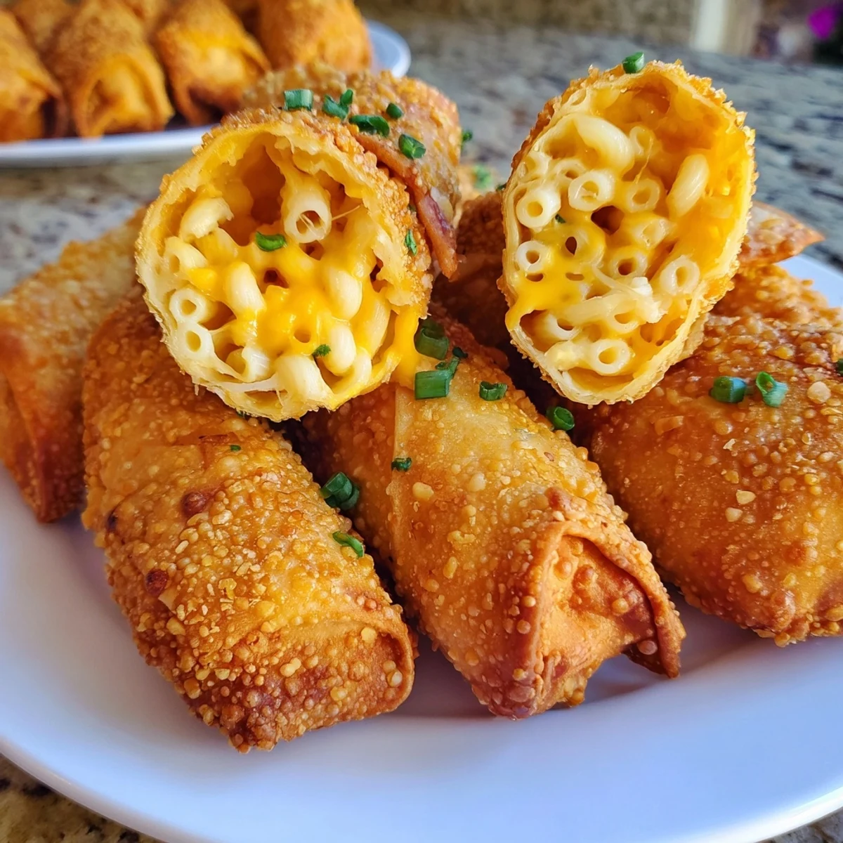 Golden-brown Tinis Mac and Cheese Lumpia Rolls offer a delightful crunch, filled with creamy mac.