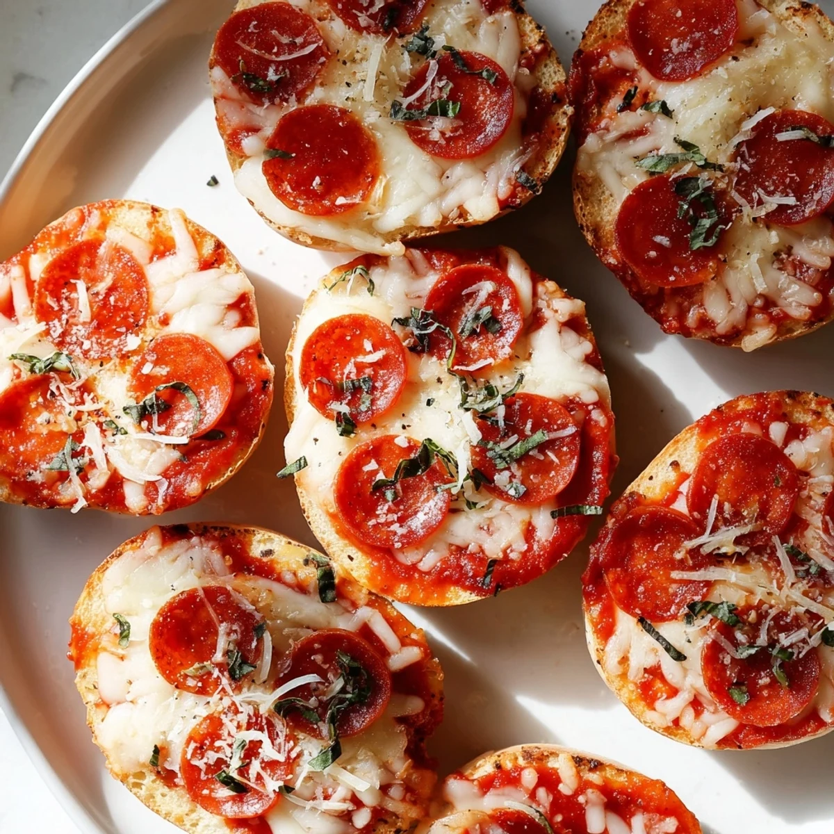 Mini pepperoni pizza bagels baked to golden perfection, with melted cheese and crispy pepperoni.