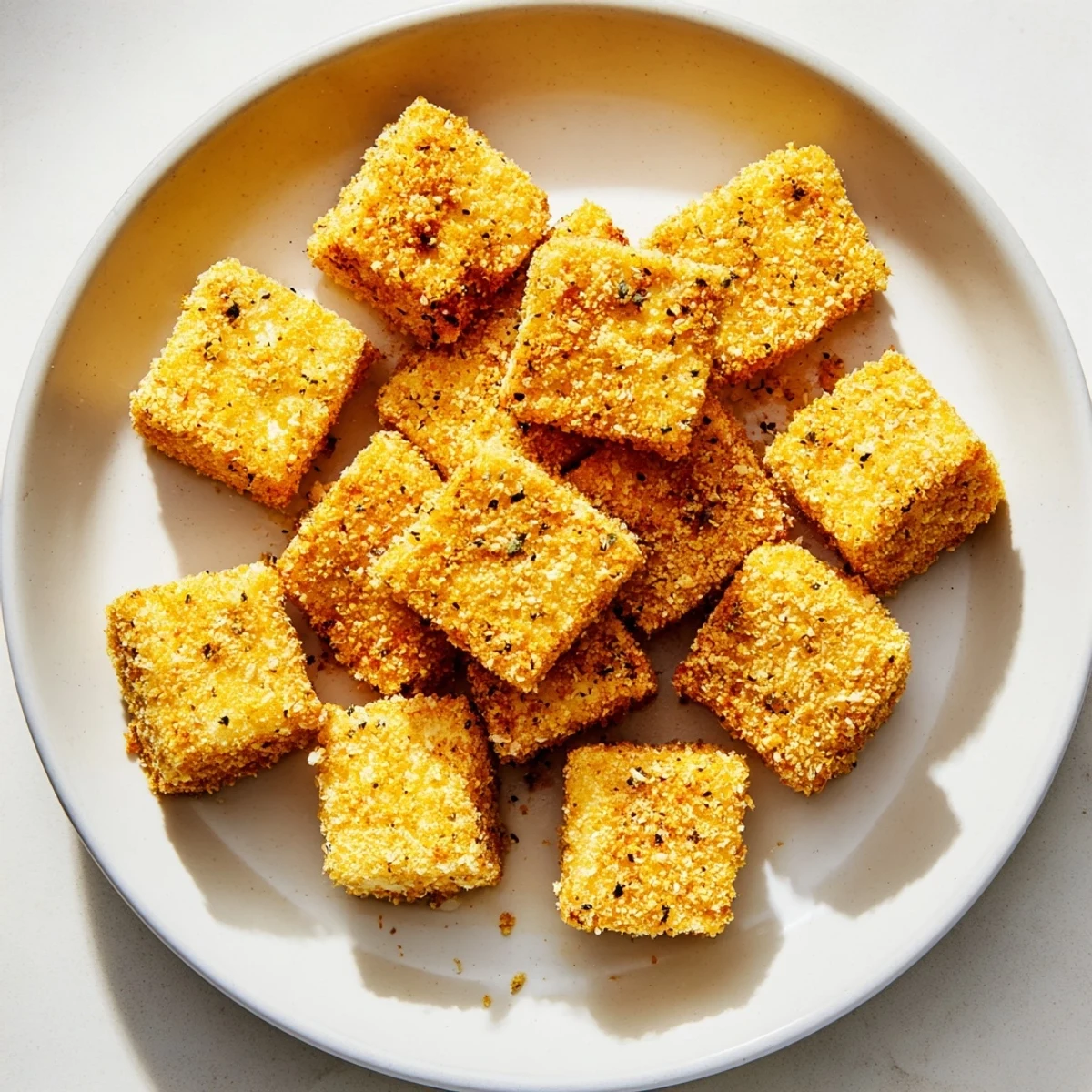 Perfectly fried or baked Popcorn Tofu Bites; imagine the aroma of seasoned tofu, ready to enjoy.