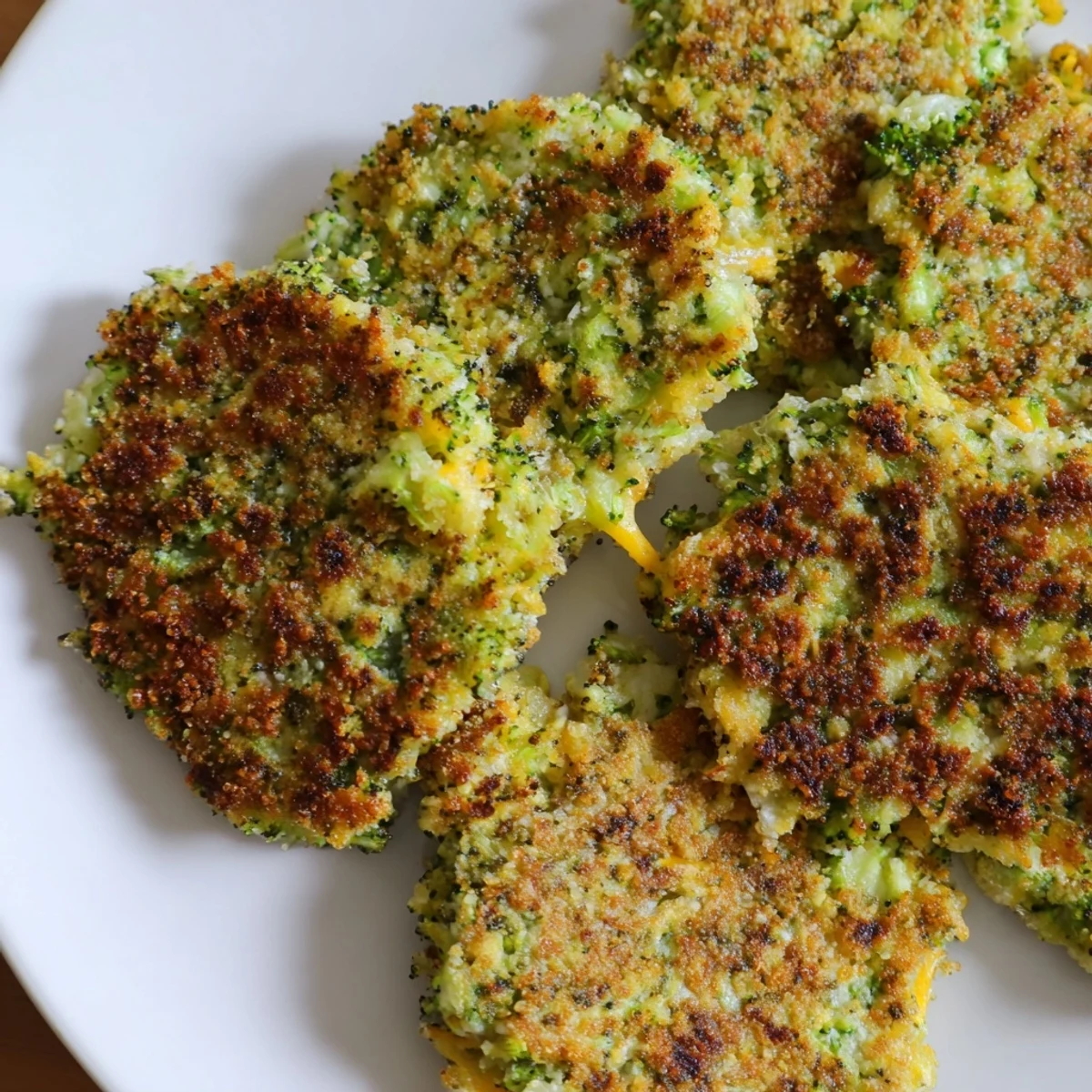 Freshly fried Cheesy Broccoli Patties, revealing tender broccoli and melty cheese, a delicious and easy meal.