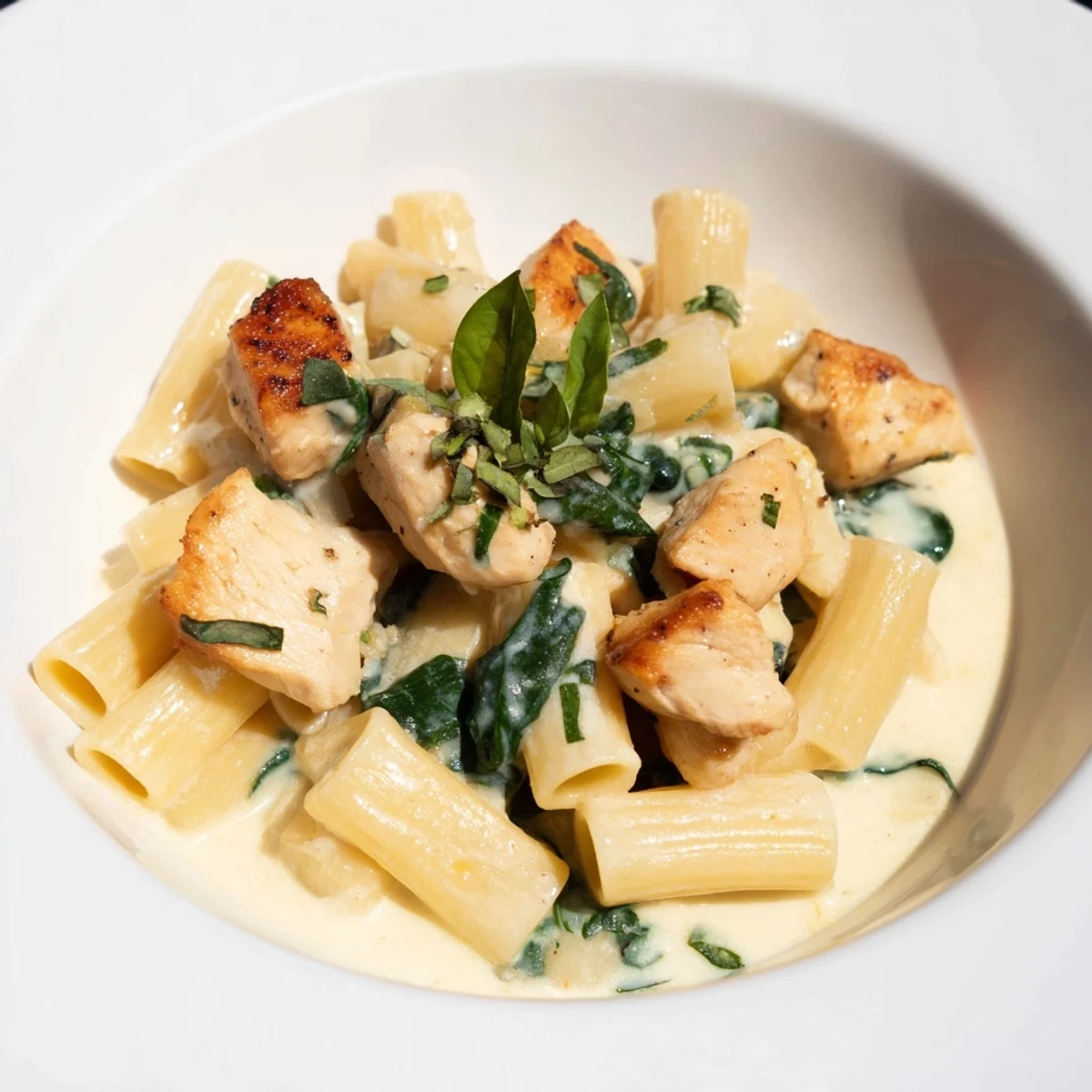 Creamy Budget-Friendly Marry Me Chicken Pasta with tender chicken, rich sauce, and fresh basil garnish.