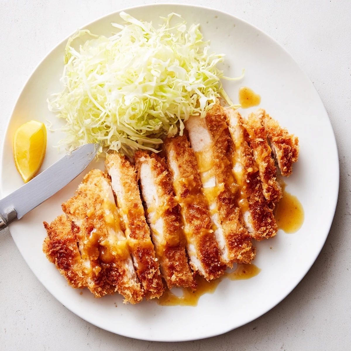 Crispy Chicken Katsu cutlets resting on a plate beside steamed rice, ready for a drizzle of homemade tonkatsu sauce.