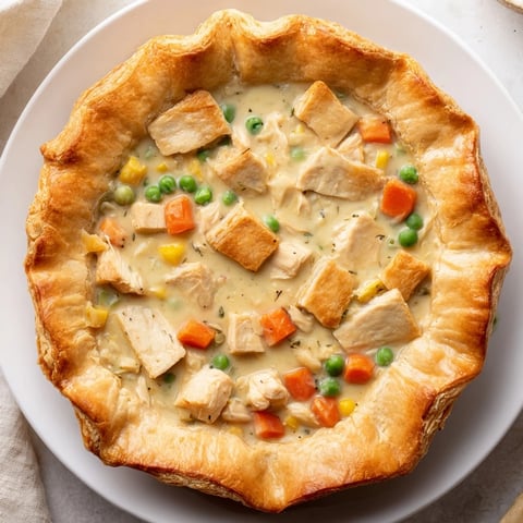 A bubbling and golden Marry Me Chicken Pot Pie offers a comforting, savory aroma and flaky crust.