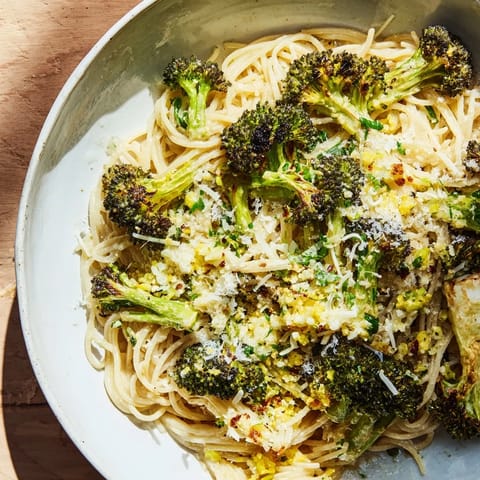 Roasted Garlic Lemon Broccoli Pasta