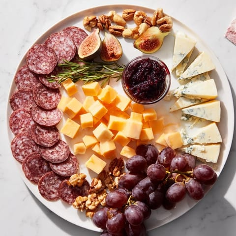 This elegant Deer Antler Charcuterie boasts colorful salami, gouda, and grapes, arranged invitingly for a savory appetizer.