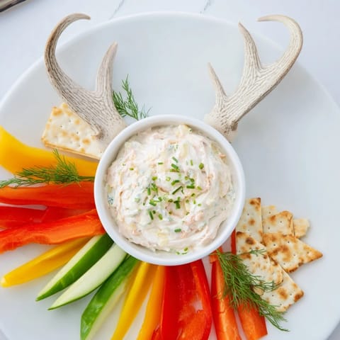 This Reindeer Antler Spread is a party favorite; imagine fresh veggies and cured meats alongside a delicious dip.