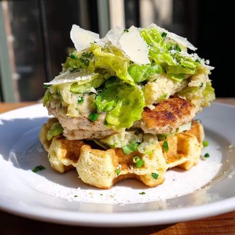Chicken Caesar Waffle Sandwich