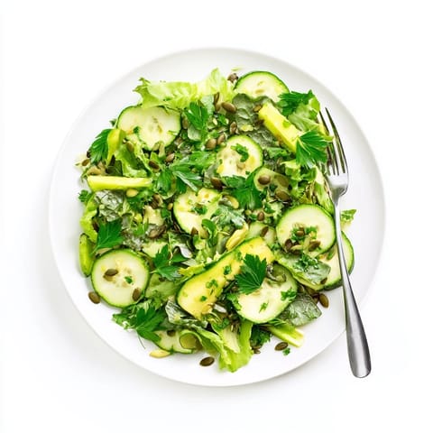 Juicy cucumber slices shine in this refreshing Glowing Green Salad, perfect for lunch.