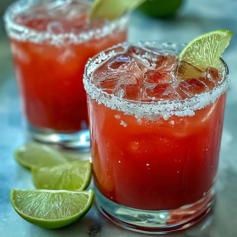 A refreshing guava margarita with silver tequila, orange liqueur, and fresh lime, served over ice with a salted rim.