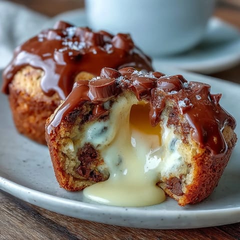 Gooey Cadbury Creme Egg stuffed inside a chewy chocolate chip cookie, perfect for Easter dessert.
