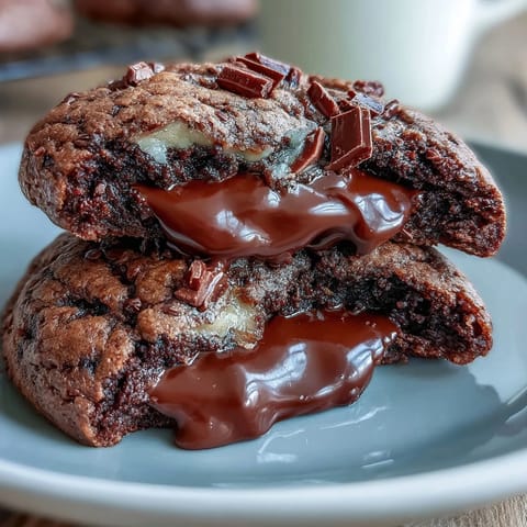 ALT text: Chewy dark chocolate vanilla cookies, inspired by Shadow Milk Cookie, with gooey chocolate chunks and soft centers.