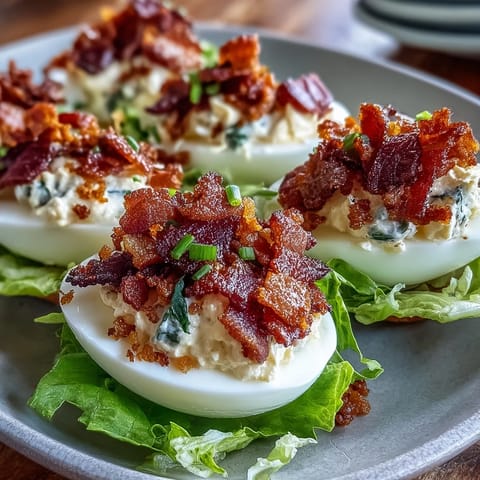 BLT Deviled Eggs Crispy Bacon