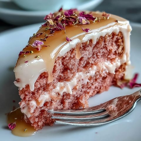 Elegant Bridal Shower Rosé Velvet Cake, gleaming with gold drip.