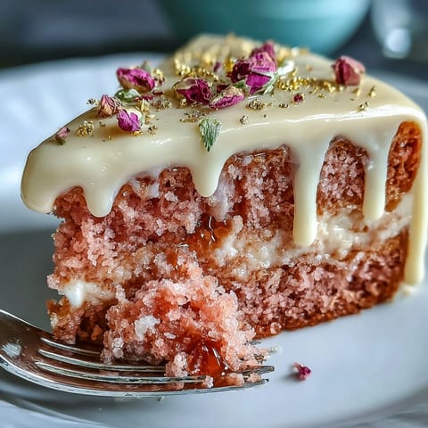 Gorgeous pink velvet cake with rosé infusion and decadent gold drip.