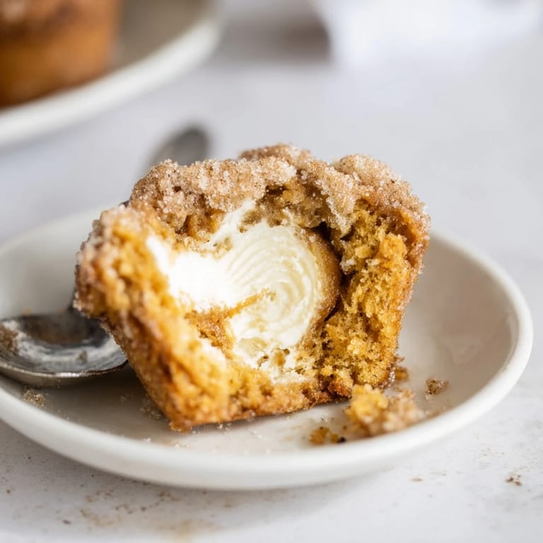 Delicious pumpkin spice cream cheese muffins, swirled with sweet cream cheese filling.