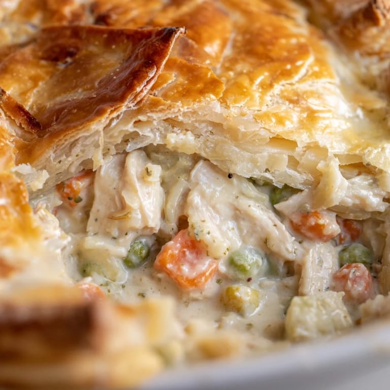 Satisfying Classic Chicken Pot Pie, topped with flaky crust and packed with flavor.
