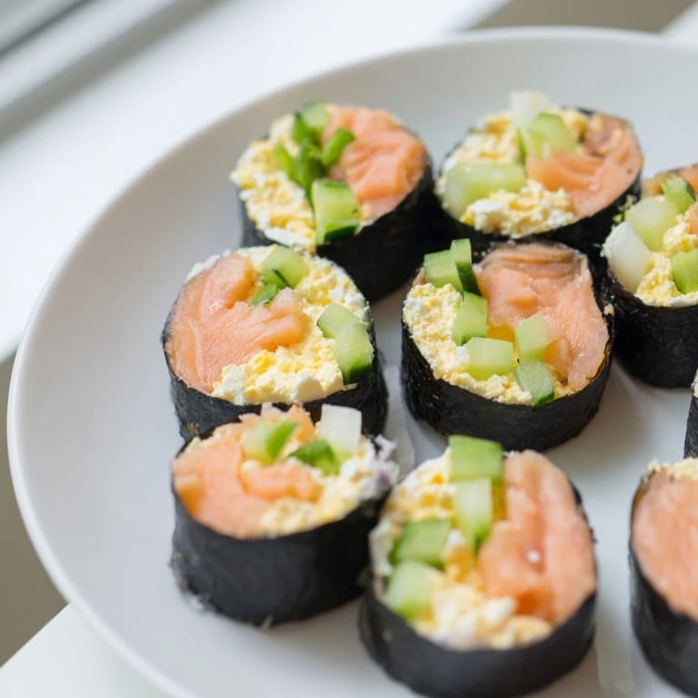 A cross-culture delight highlighting the stunning High-Protein Sushi Wrap Smoked Salmon Holiday Roll garnished with fresh dill.