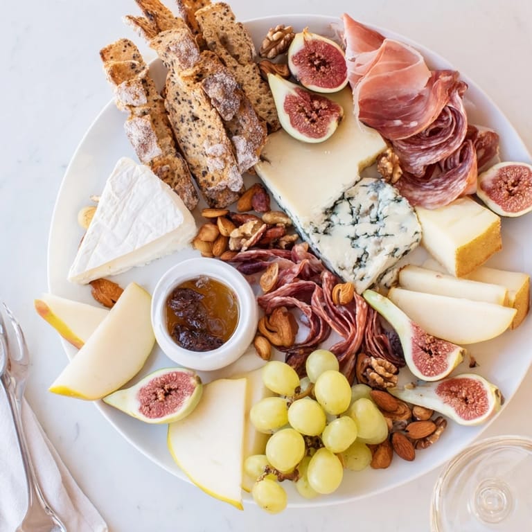 Enjoy the luxurious Wine & Food Pairing Platter, a delightful mix of components ready for a tasting.