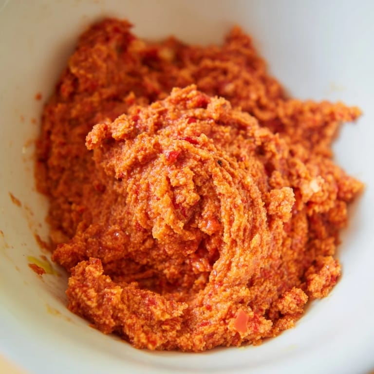 Smoky, flavorful Volcanic Lava Spicy Dip, with visible roasted peppers ready to delight your taste buds.