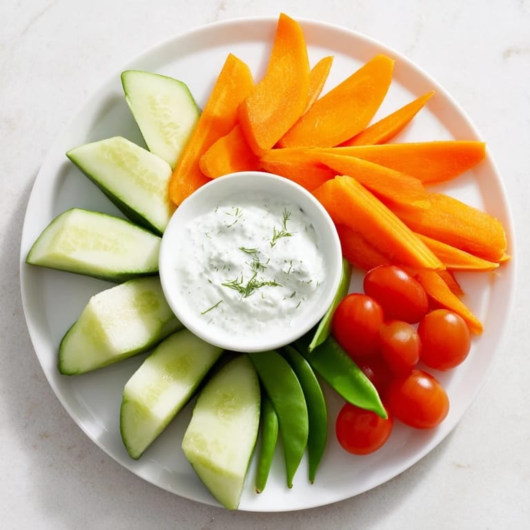 This vibrant Veggie Platter showcases a beautiful fan of vegetables, perfect for a healthy appetizer.