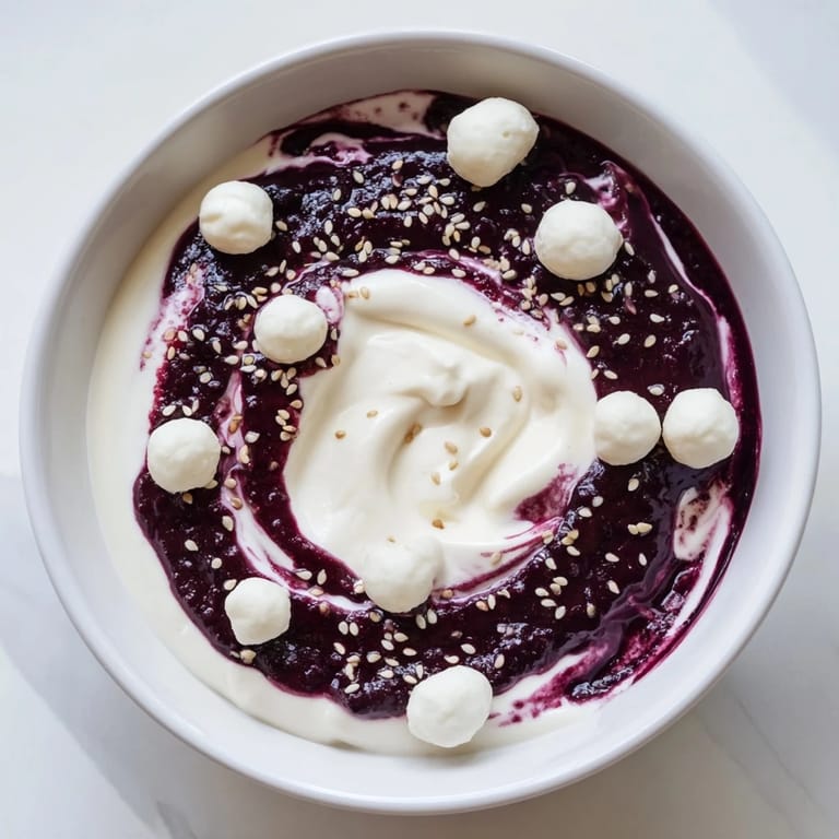 This Galaxy Spiral dessert showcases a visually stunning swirl of jam and yogurt, ready to be enjoyed.