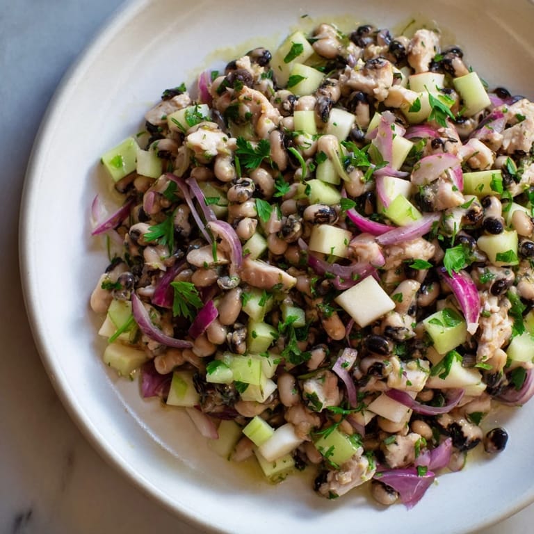 This gorgeous Chicken and Apple New Years Luck Salad has juicy chicken, crisp apples, and a tangy dressing.
