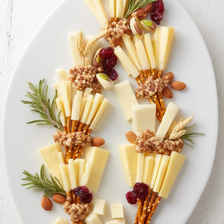 Imagine a vibrant Wheat Field Thanksgiving Turkey Board: a beautiful arrangement of cheeses, meats, and crackers.