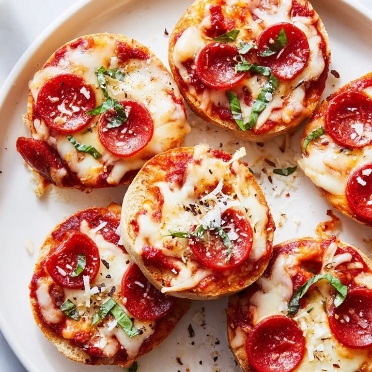 Warm, cheesy mini pepperoni pizza bagels, perfect for a quick snack or delightful appetizer.