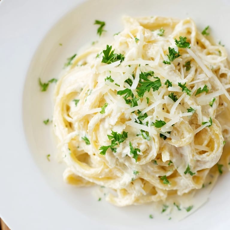This delicious Pasta Alfredo Cottage Hack dish with parmesan and herbs perfectly embodies comfort food.