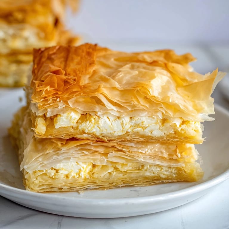 Imagine this: a warm, delicious slice of Bulgarian Banitsa filled with creamy feta, ready to eat.