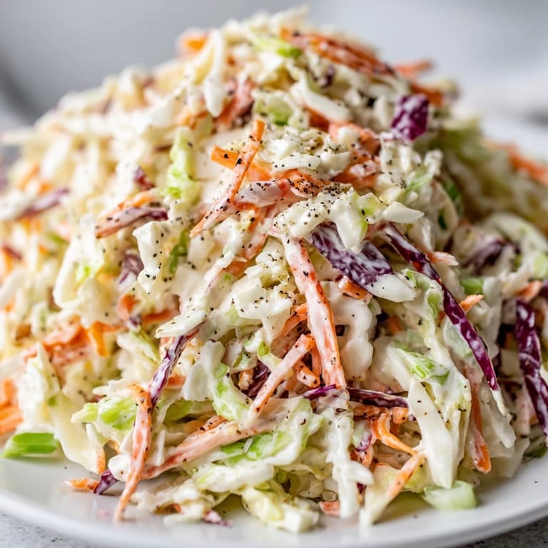 Bright Best Cabbage Coleslaw with red and green cabbage, carrots, and a tangy, creamy drizzle.